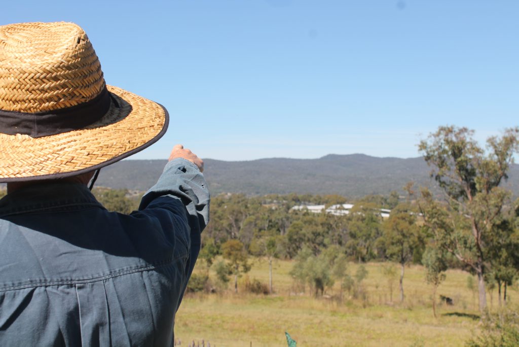 NEW HORIZON?: Peter Burton points out the proposed site for the NBN tower at Stabiles Rd. Photo Ella Archibald-Binge / Stanthorpe Border Post NEW HORIZON?: Peter Burton points out the proposed site for the NBN tower at Stabiles Rd. Photo Ella Archibald-Binge / Stanthorpe Border Post